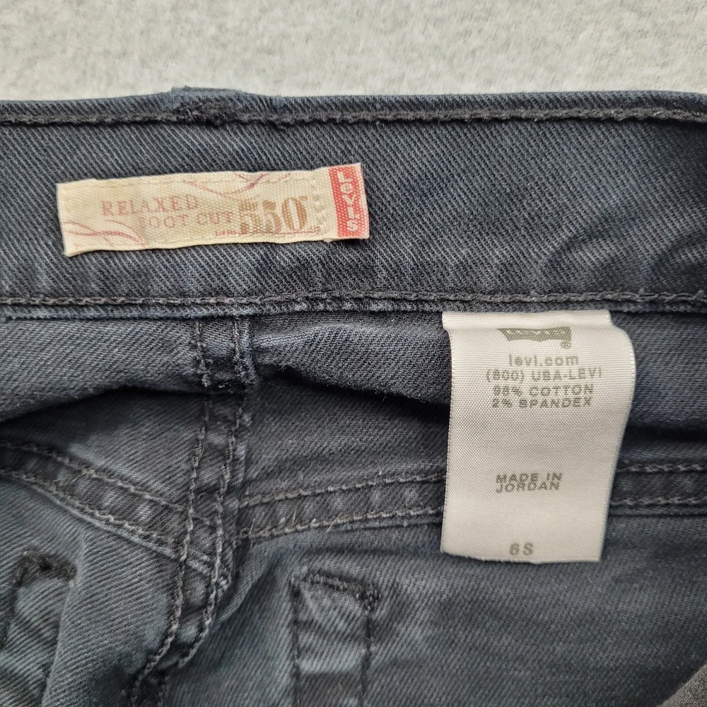 Levi's 550 Cut Off Shorts Womens Size 6 Small Black Denim‎ Frayed Hem Stretch